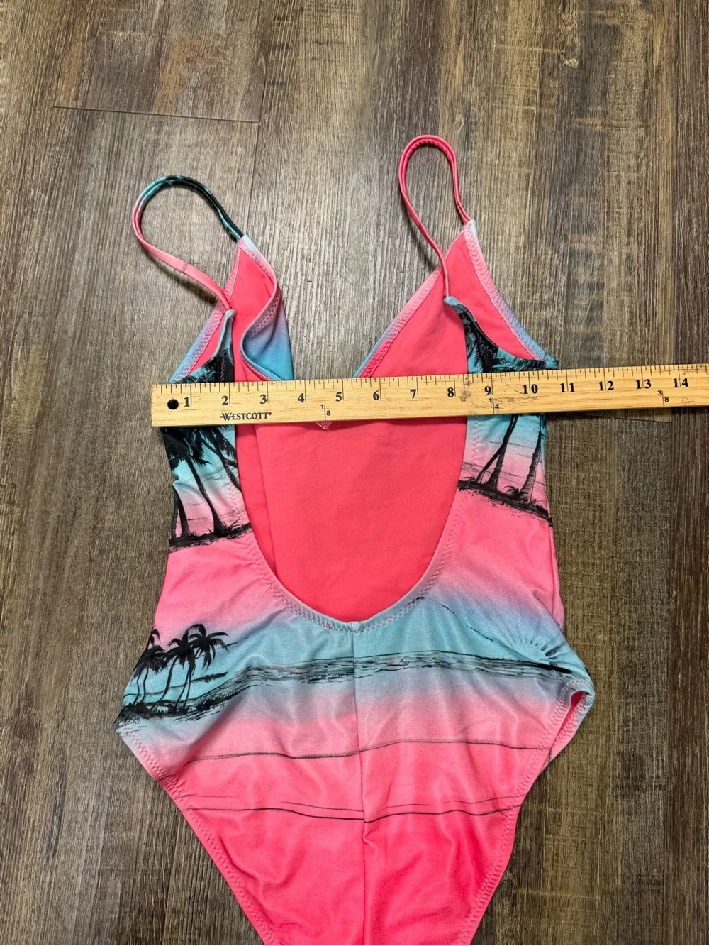 Zara Accessories Tropical Ombre Palm One-Piece Swimsuit - Pink‎ & Teal Small